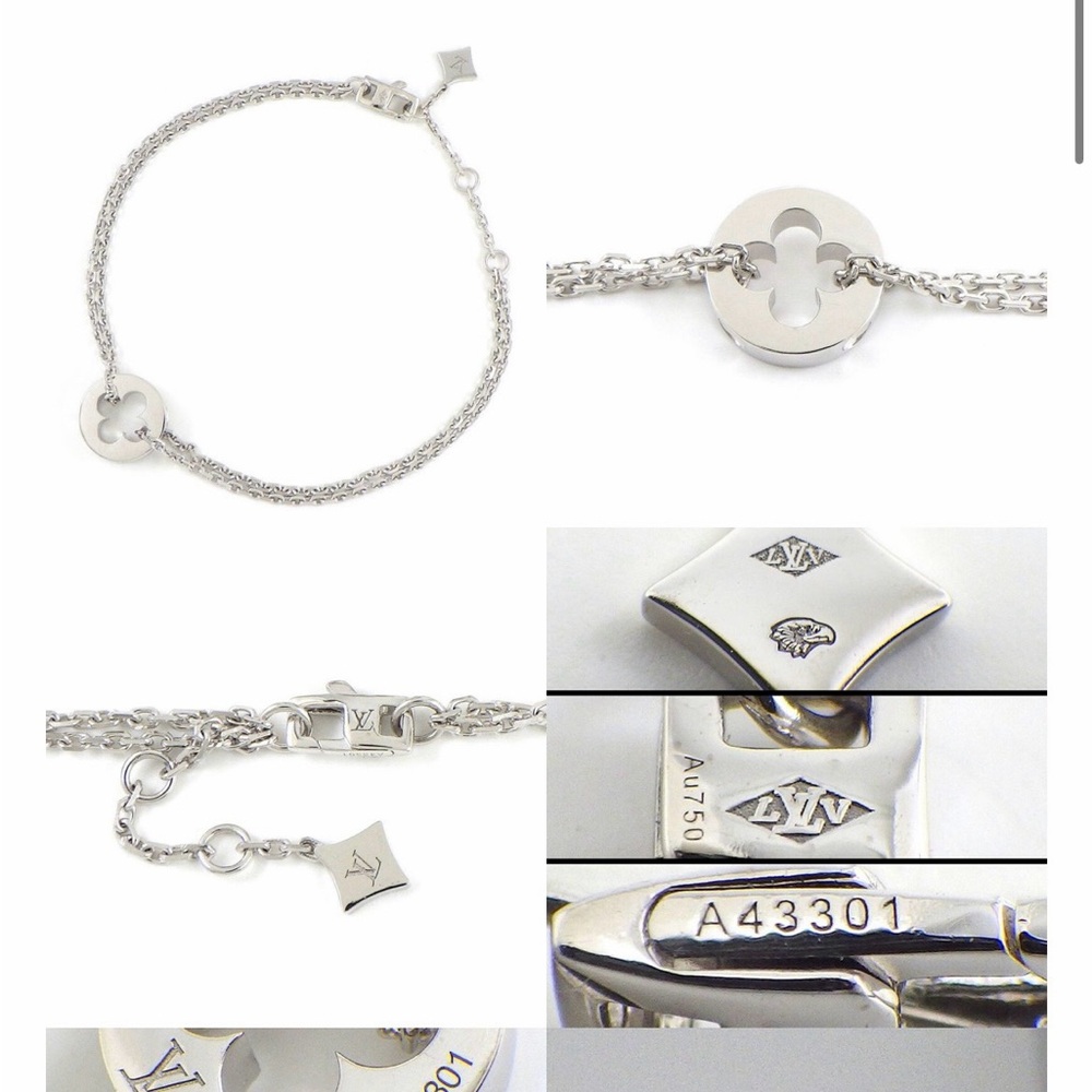 LOUIS VUITTON EMPREINTE DOUBLE CHAIN BRACELET - Solid 18K White Gold - Picture 5 of 8